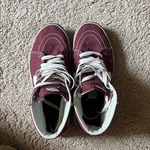 Vans Burgundy and White High-Top Sneakers